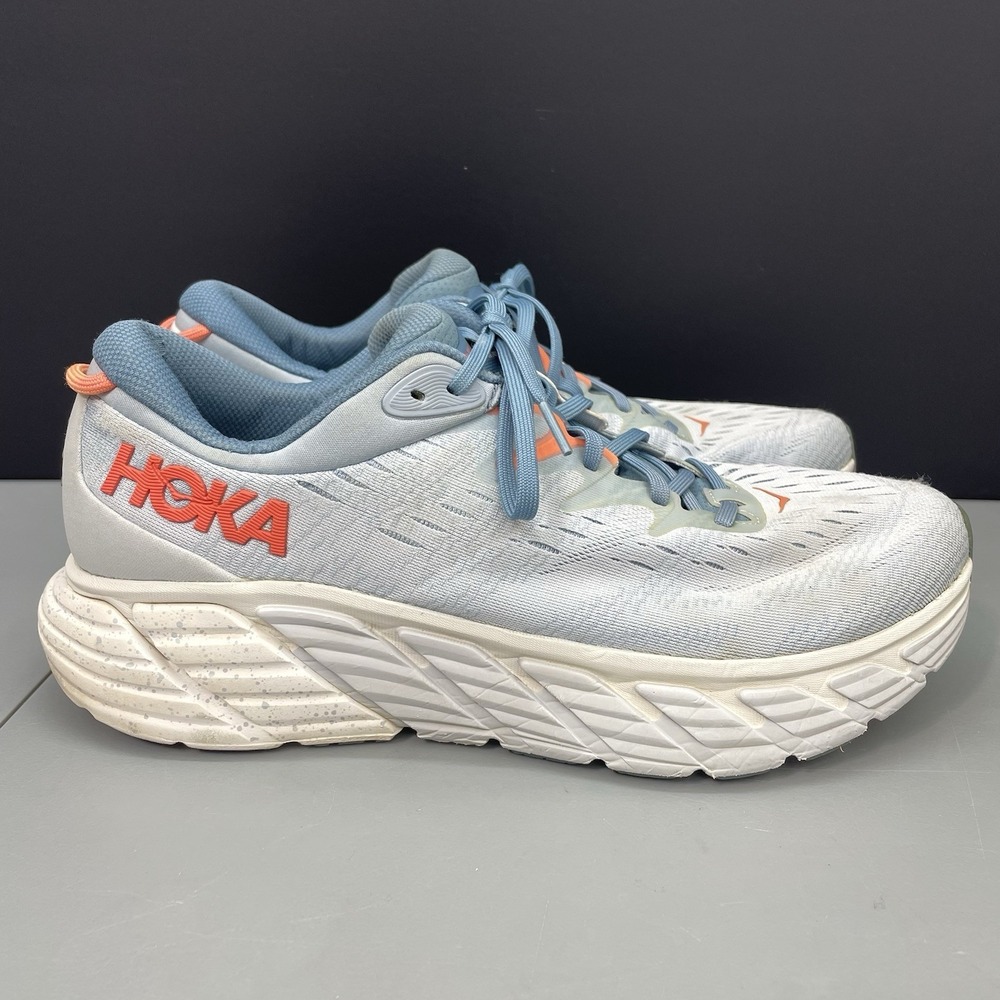 HOKA Gaviota 4 Sneakers Shoes Running Walking Training Blue Womens 12 D Wide